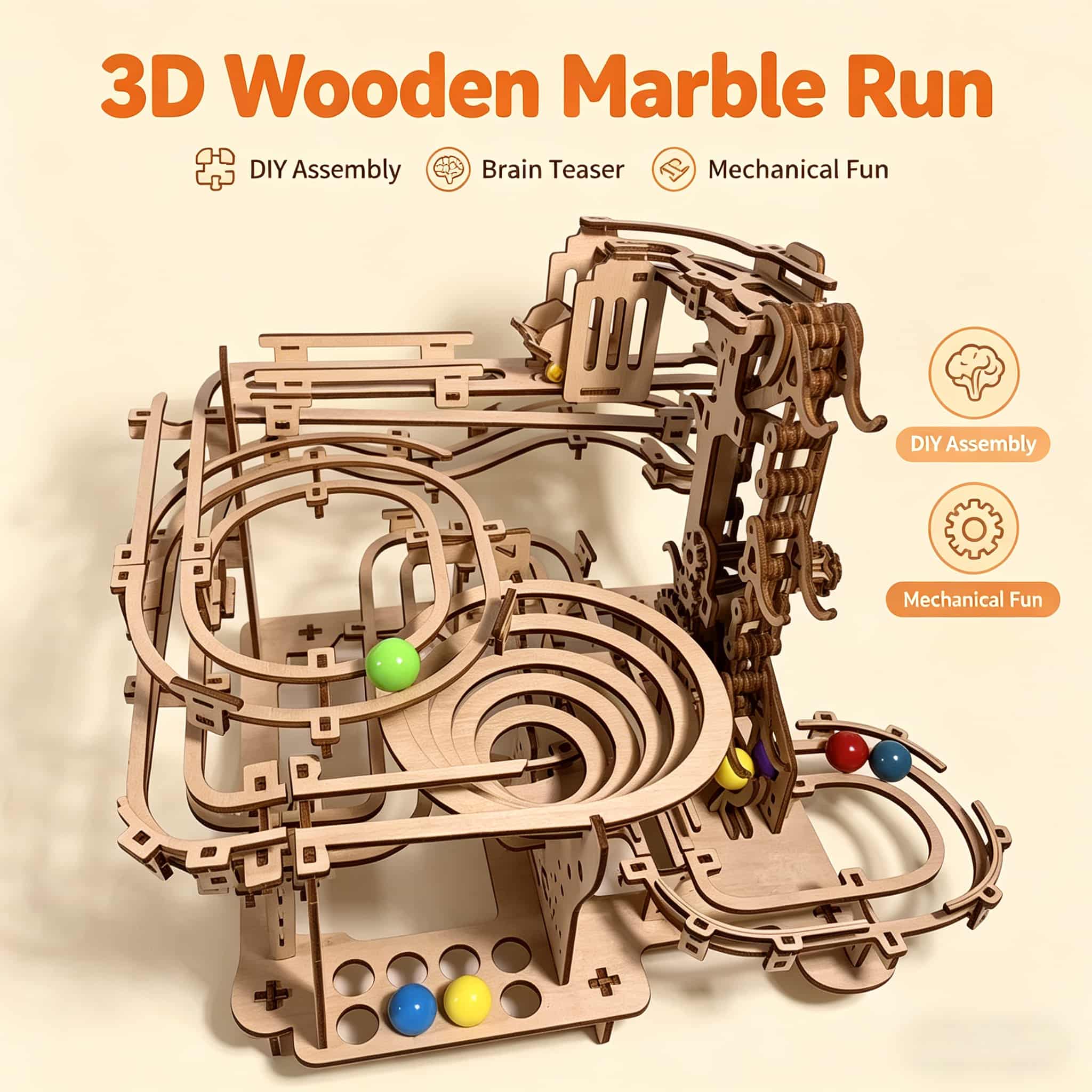 Running Gear Track - Mekanik Bilye Pisti 3D Ahşap Yapboz